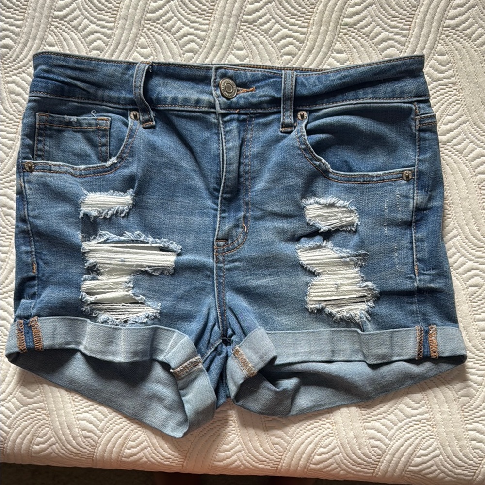 Aeropostale Blue Jean Shorts Distressed Cut-Off